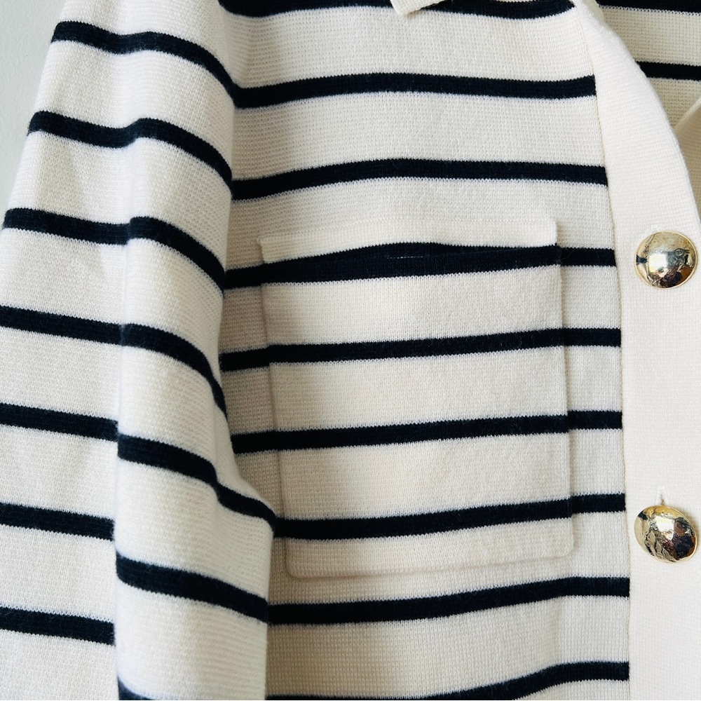 Sezane Striped Betty Cardigan, Size L - Picture 4 of 6